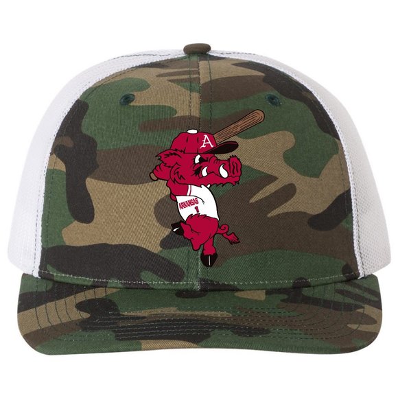 Ribby at Bat 3D Patterned Snapback Trucker Hat- Army Camo/ White - Picture 1 of 3